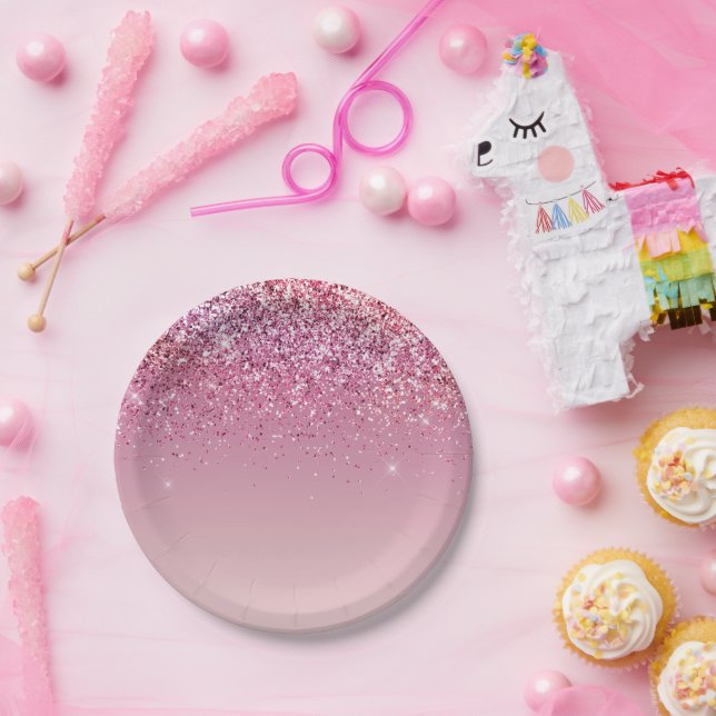 Rose Gold Pink Gold Glitter Sparkle Paper Plate (Party)