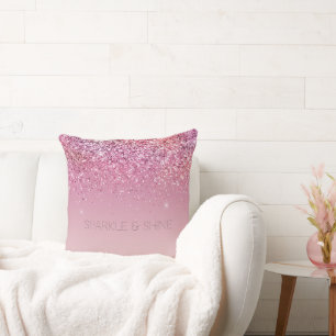 Rose Gold Pink Gold Glitter Sparkle Throw Pillow