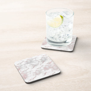 Rose Gold Pink Grey White Marble Glam Minimal Coaster