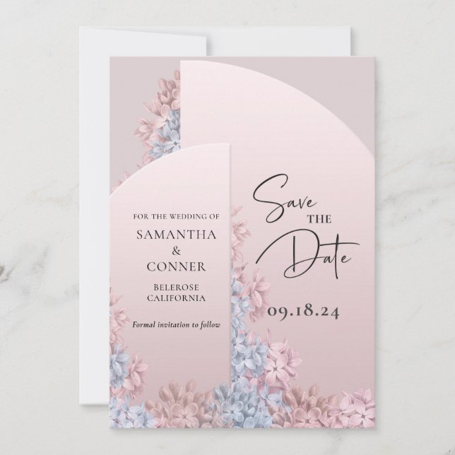 Rose gold pink hyacinths spring boho Save The Date (Front)