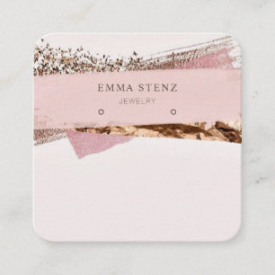 Rose Gold & Pink Label • Earring Jewellery Displa Square Business Card