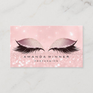 Rose Gold Pink Lashes Extention Makeup Eye Glitter Appointment Card