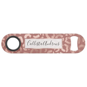 Rose Gold Pink Leopard Cheetah Animal Print Bar Key