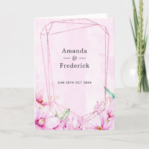 Rose Gold & Pink Magnolia Geometric Wedding Program