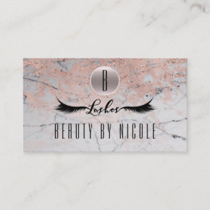 Rose Gold Pink Marble Lashes Customer Loyalty Card