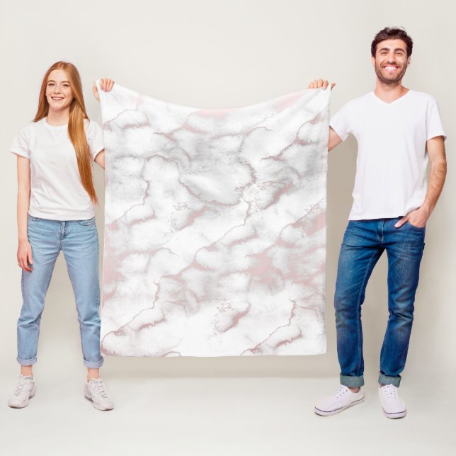 Rose Gold Pink Marble Modern Chic Trendy Fleece Blanket (In Situ)