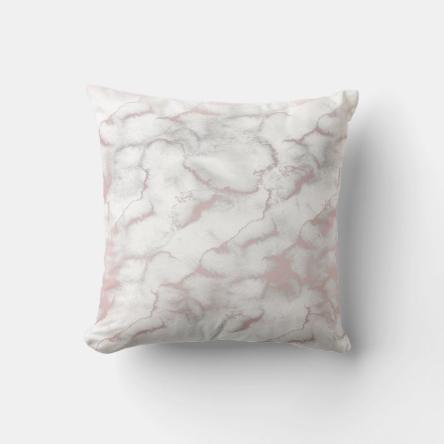 Rose Gold Pink Marble Modern Chic Trendy Throw Pillow (Front)