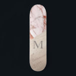 Rose Gold Pink Marble Wood Girly Chic Monogram  Skateboard<br><div class="desc">Presenting our Rose Gold Pink Marble Wood Girly Chic Monogram Skateboard—an inspired creation designed to capture the essence of skater girls everywhere. This personalized skateboard combines elements of elegance and playfulness, featuring a beautiful rose gold hue, pink marble texture, and wood accents. The addition of a monogram adds a personal...</div>