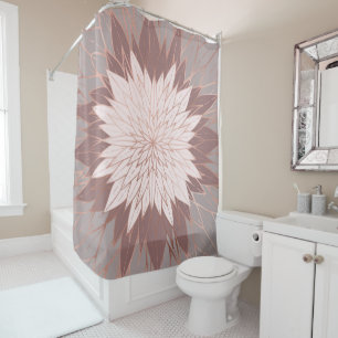 Rose Gold Pink Mauve Hand Drawn Flower Art