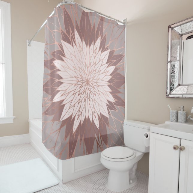 Rose Gold Pink Mauve Hand Drawn Flower Art (In Situ)