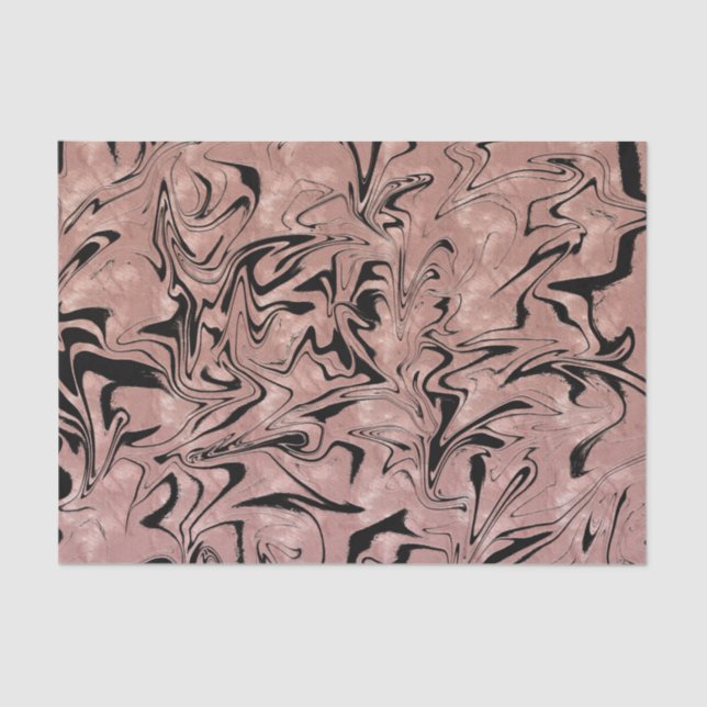 Rose Gold Pink Metallic Marble Swirl Tissue Paper (Front)