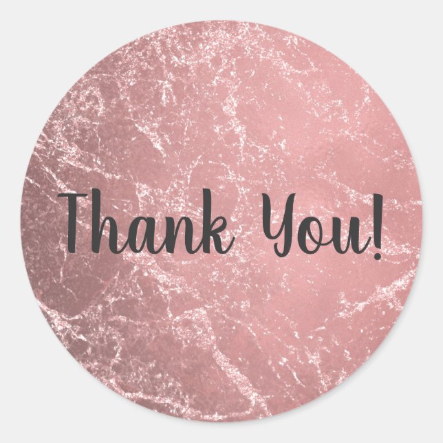 Rose Gold Pink Modern Trendy Glam Marble Chic Classic Round Sticker (Front)