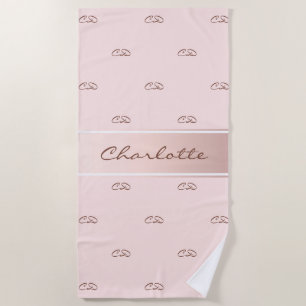 Rose gold pink monogram modern elegant name beach towel