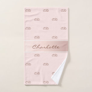 Rose gold pink monogram modern elegant name hand towel