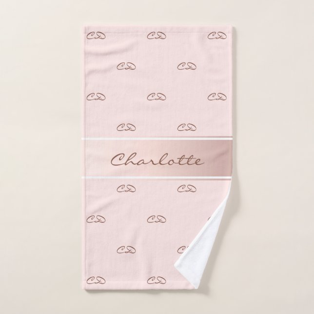 Rose gold pink monogram modern elegant name hand towel (Hand Towel)