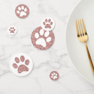 Rose Gold Pink Paw Prints Puppy Kitty Animal Track Confetti