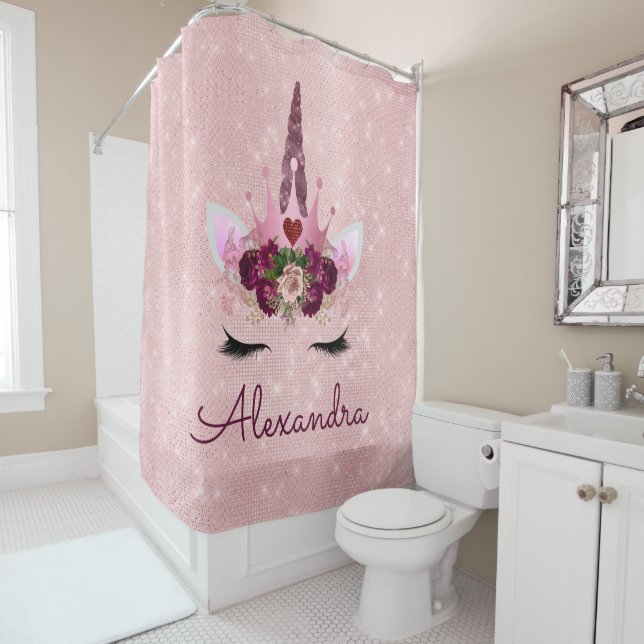 Rose Gold Pink Princess Unicorn with Monogram (In Situ)