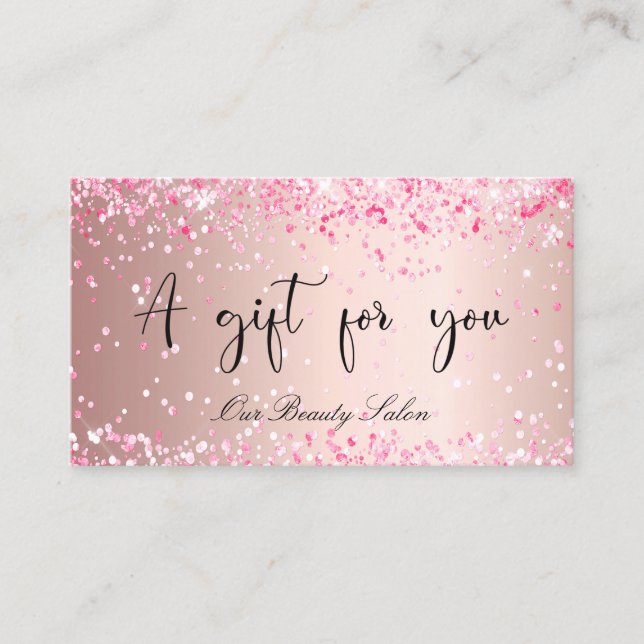 Rose gold pink qr code business gift certificate  (Front)