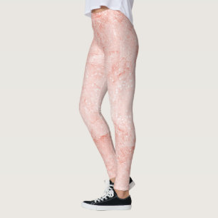 Rose Gold Pink Quartz Sparkle Marble Shimmering Leggings