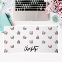 Rose gold pink queen crown white name