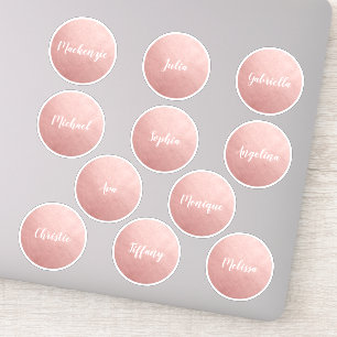 Rose Gold Pink Round Circle Individual Names Favou