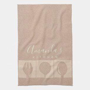 ROSE GOLD PINK SHIMMER SPOON FORK SKIMMER CHEF KITCHEN TOWEL