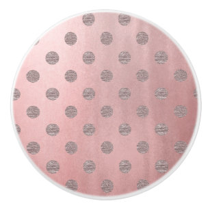 Rose Gold Pink Shine Glam Polka Dots Modern Chic Ceramic Knob