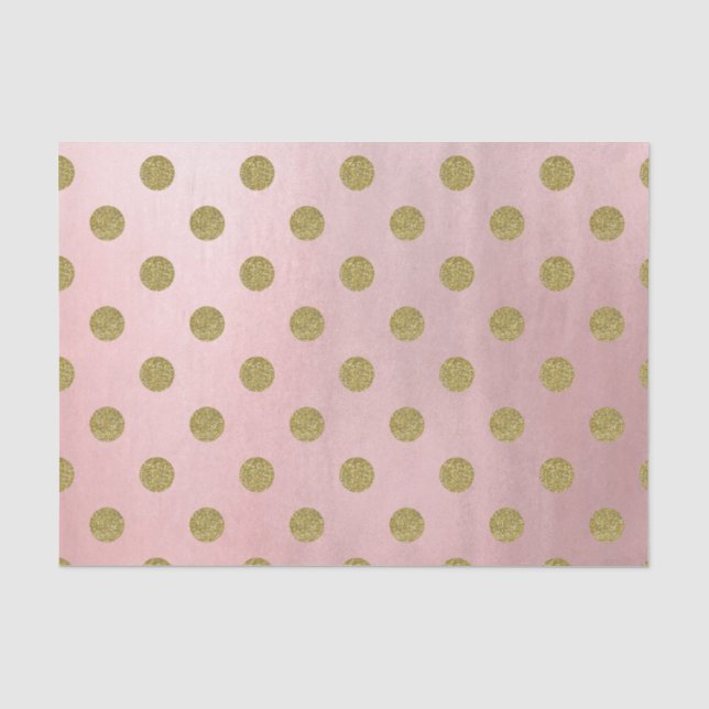 Rose Gold Pink Shine Glam Polka Dots Modern Chic Tissue Paper (Front)