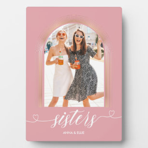 Rose Gold Pink Sisters Personalized Photo Keepsake Plaque