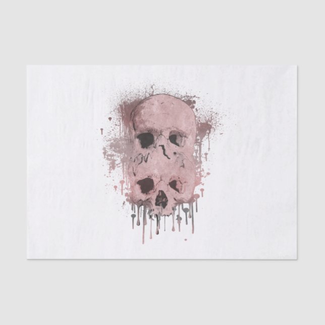 Rose Gold Pink Skull Drip Ink Graphic Party Tissue Paper (Front)