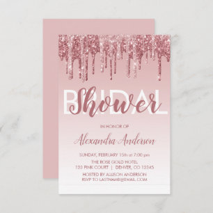 Rose Gold   Pink Sparkle Glitter Bridal Shower Invitation