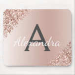 Rose Gold - Pink Sparkle Glitter Monogram Name Mouse Pad<br><div class="desc">Blush Pink - Rose Gold Faux Sparkle and Glitter Metallic Foil Monogram Name and Initial Monogram Mouse pad. This luxury chic girly monogrammed Mousepad  is perfect for the home or office and would be a perfect gift for a student or co-worker. Please contact the designer for matching items.</div>