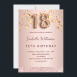 Rose gold pink stars 18th birthday invitation<br><div class="desc">A modern, stylish and glamourous invitation for a 18th birthday party. A faux rose gold metallic looking background with faux gold dripping stars. The name is written with a modern dark rose gold coloured hand lettered style script. Personalize and add your party details. Number 18 is written with a balloon...</div>