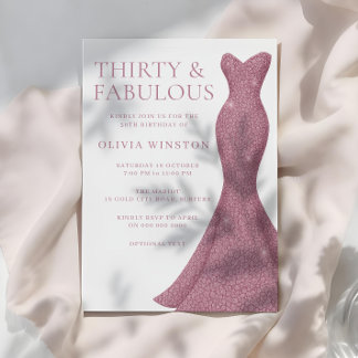 Rose Gold Pink Thirty & Fabulous 30th Birthday Invitation