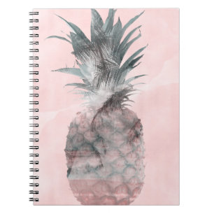 Rose Gold Pink Tropical Summer Pineapple Glam Notebook