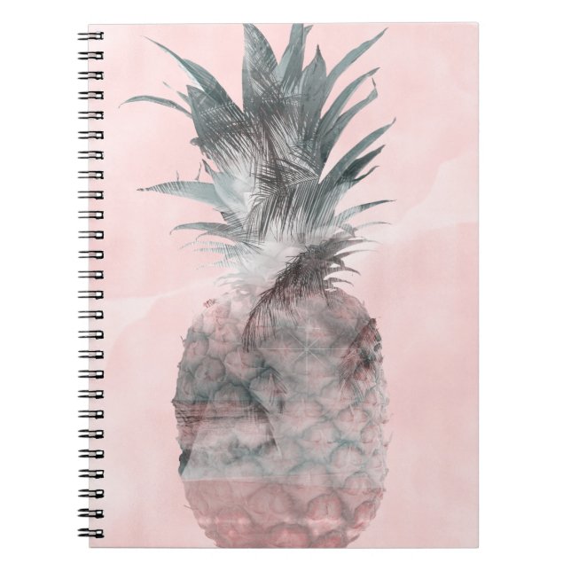 Rose Gold Pink Tropical Summer Pineapple Glam Notebook (Front)