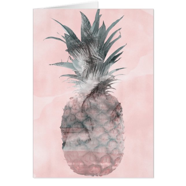 Rose Gold Pink Tropical Summer Pineapple Thank You (Front)