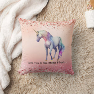 Rose Gold Pink Unicorn Sparkle   Throw Pillow