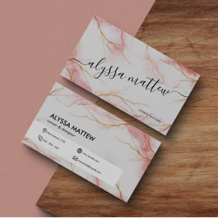 Rose Gold Pink Watercolor Glitter Shiny Custom  Business Card