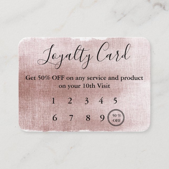 Rose Gold Pink Watercolor Loyalty Card (Front)