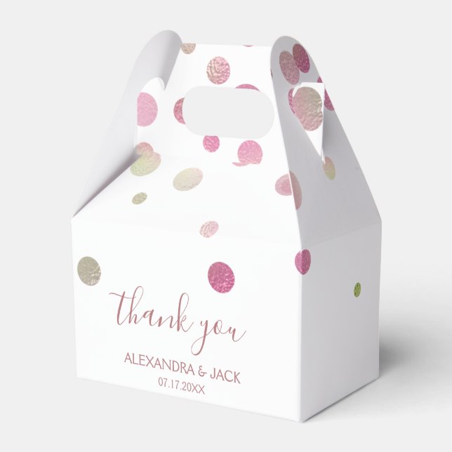 Rose Gold Pink Wedding Faux Foil Glitter Favor Box (Front Side)