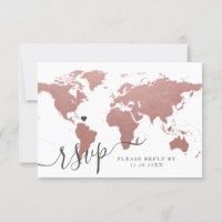 Rose Gold Pink World Map Travel Theme