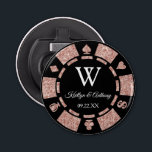 Rose Gold Poker Chip Casino Wedding Party Favour Bottle Opener<br><div class="desc">Celebrate in style with this trendy poker chip bottle opener. The design is easy to personalize with your own wording and your family and friends will be thrilled when they receive this fabulous party favour.</div>