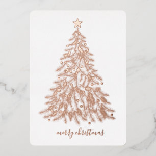 Rose Gold Pressed Wreath Merry Christmas Foil Holi Holiday Card