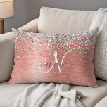 Rose Gold Pretty Girly Silver Glitter Sparkly Accent Pillow<br><div class="desc">Easily personalize this trendy chic accent pillow design featuring pretty silver sparkling glitter on a rose gold brushed metallic background.</div>