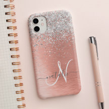 Rose Gold Pretty Girly Silver Glitter Sparkly