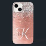 Rose Gold Pretty Girly Silver Glitter Sparkly Case-Mate iPhone 14 Case<br><div class="desc">Easily personalize this trendy chic phone case design featuring pretty silver sparkling glitter on a rose gold brushed metallic background.</div>