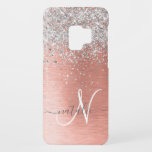 Rose Gold Pretty Girly Silver Glitter Sparkly Case-Mate Samsung Galaxy S9 Case<br><div class="desc">Easily personalize this trendy chic phone case design featuring pretty silver sparkling glitter on a rose gold brushed metallic background.</div>