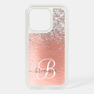 Rose Gold Pretty Girly Silver Glitter Sparkly iPhone 15 Pro Case