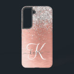 Rose Gold Pretty Girly Silver Glitter Sparkly Samsung Galaxy Case<br><div class="desc">Easily personalize this trendy chic phone case design featuring pretty silver sparkling glitter on a rose gold brushed metallic background.</div>